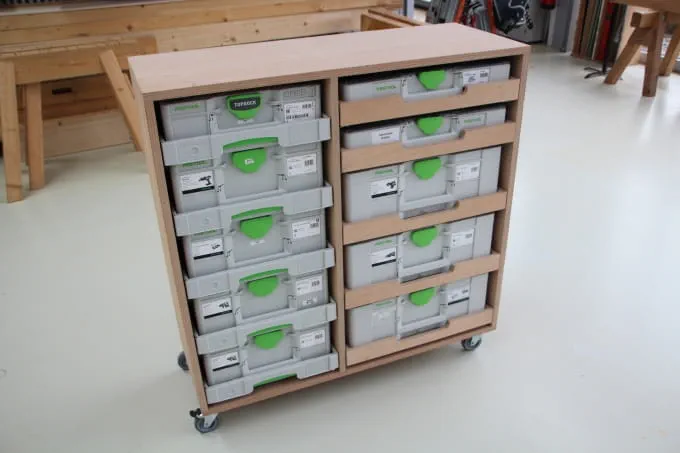 Systainer cabinet made of wood